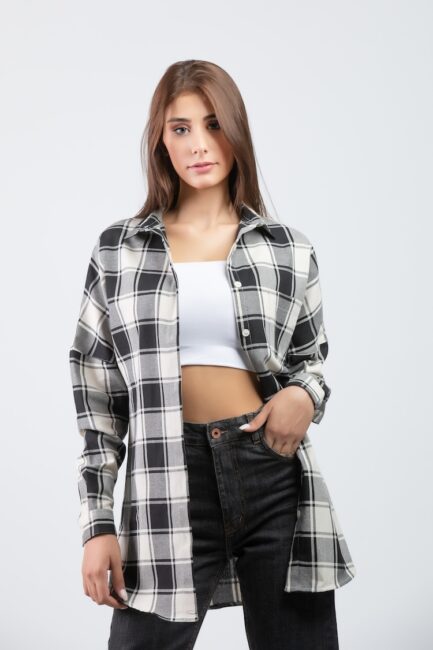 flanel checks over shoulder shirt