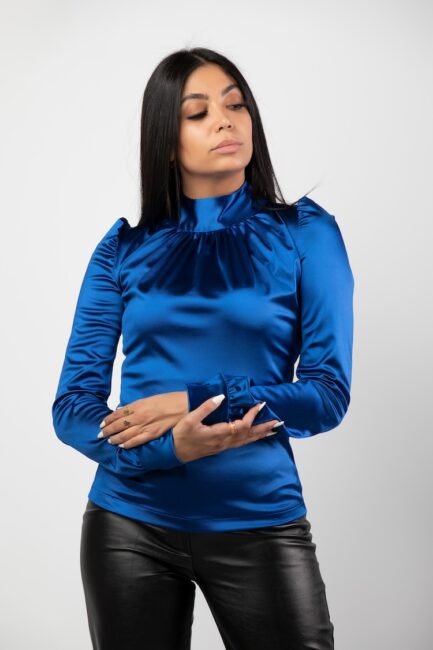 Satin High Neck Blouse