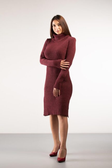 turtle neck knitted dress