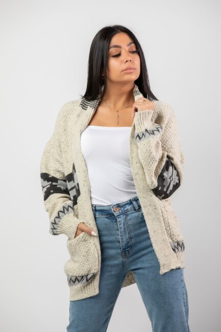 Oversized Jacquard Knitted Cardigan