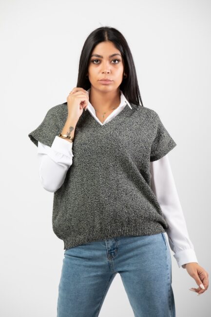 Oversized Vneck Knitted Vest