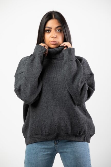 Oversized High Neck Knitted Sweater