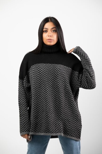Oversized High Neck Knitted Sweater