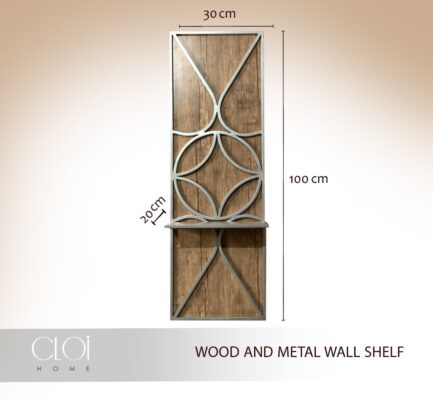 WOOD AND METAL WALL SHELF