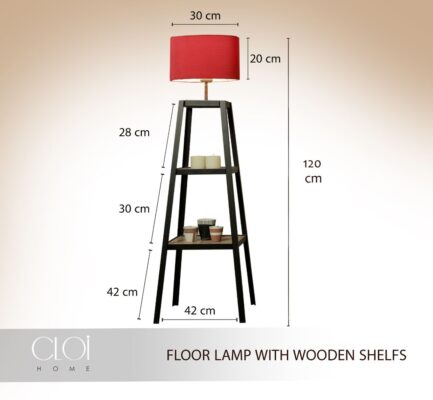 FLOOR LAMP WITH WOODEN SHELFS