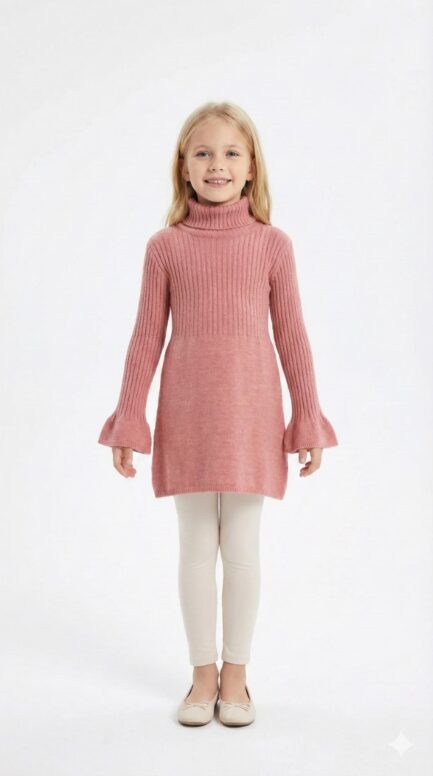 Kintted High Neck Mini Dress