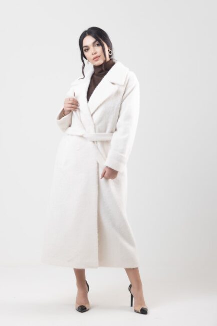 Tweed Long Coat Oversized With Belt