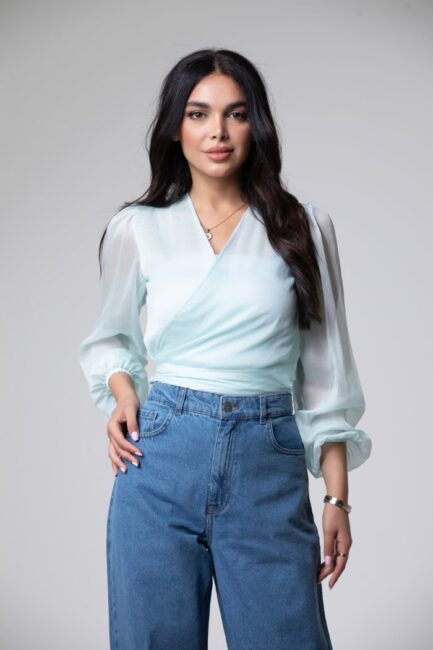 Long Sleeve Crepe Chiffon Blouse